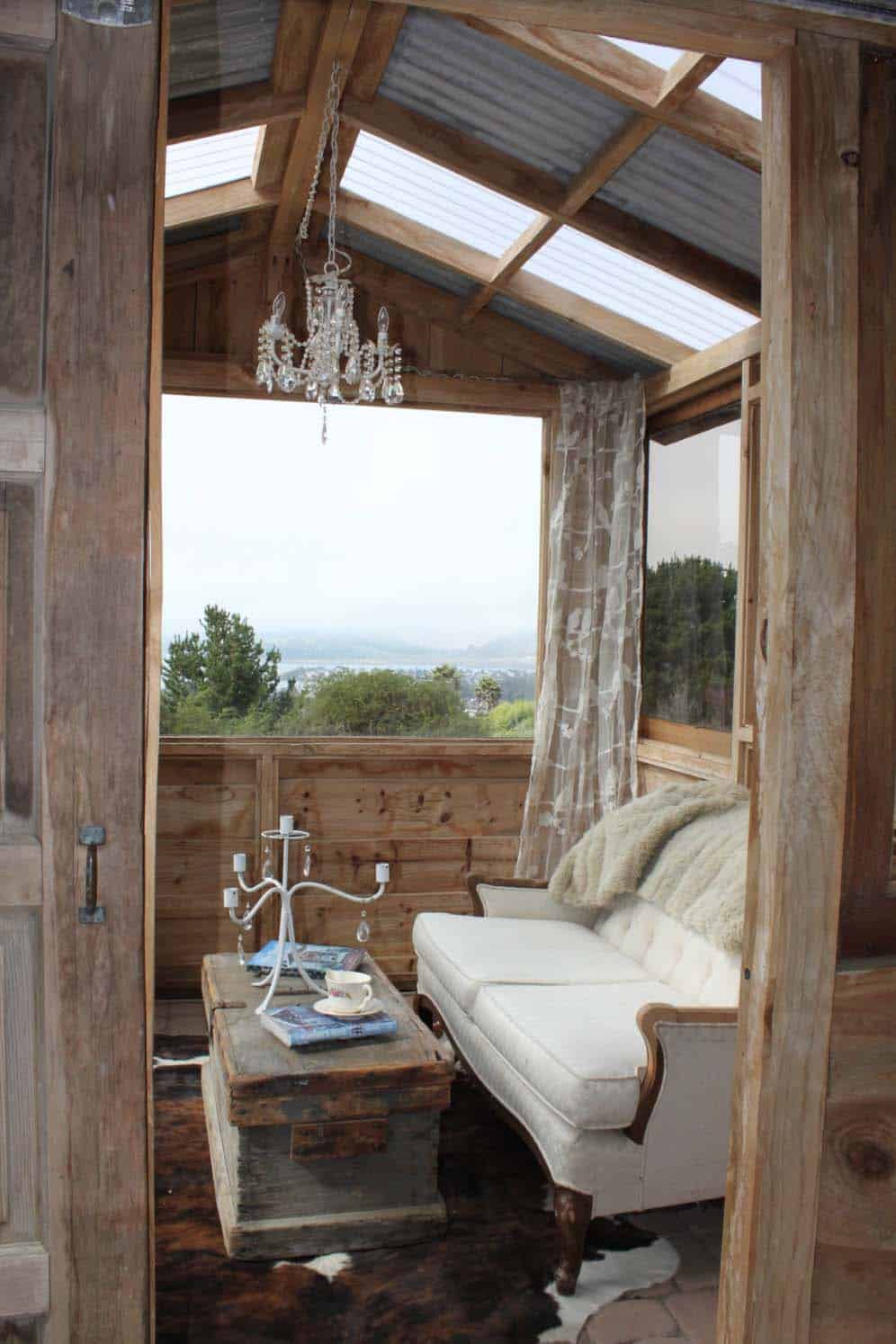 rustic shed with lounge furniture