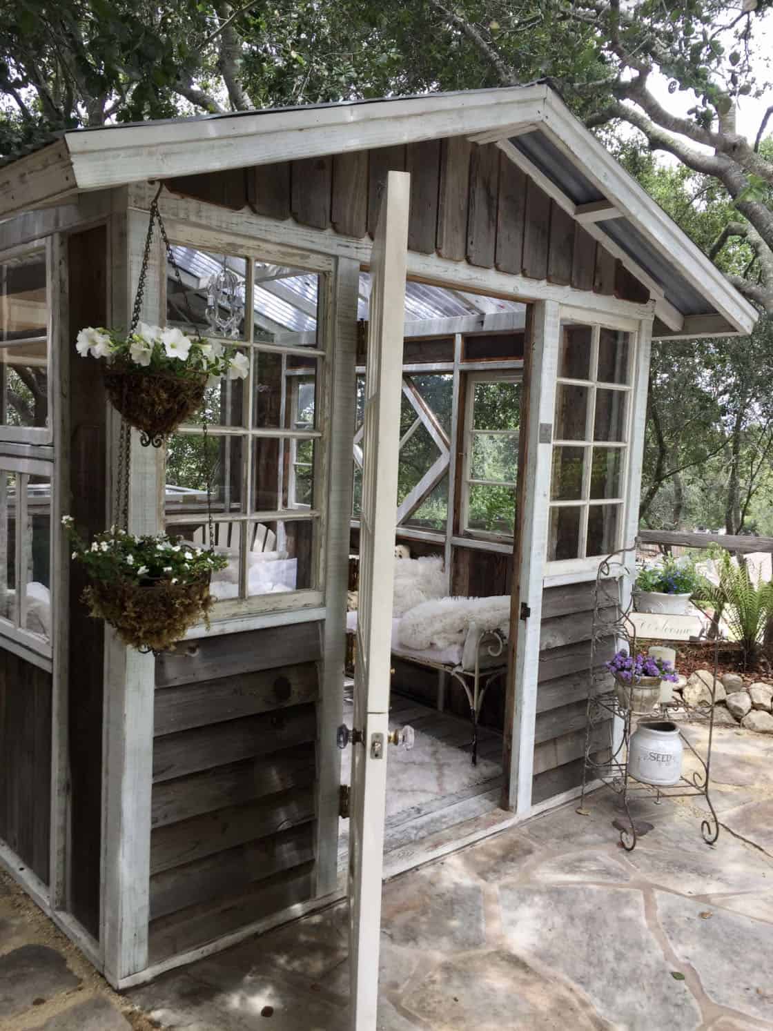 shabby-chic style shed exterior