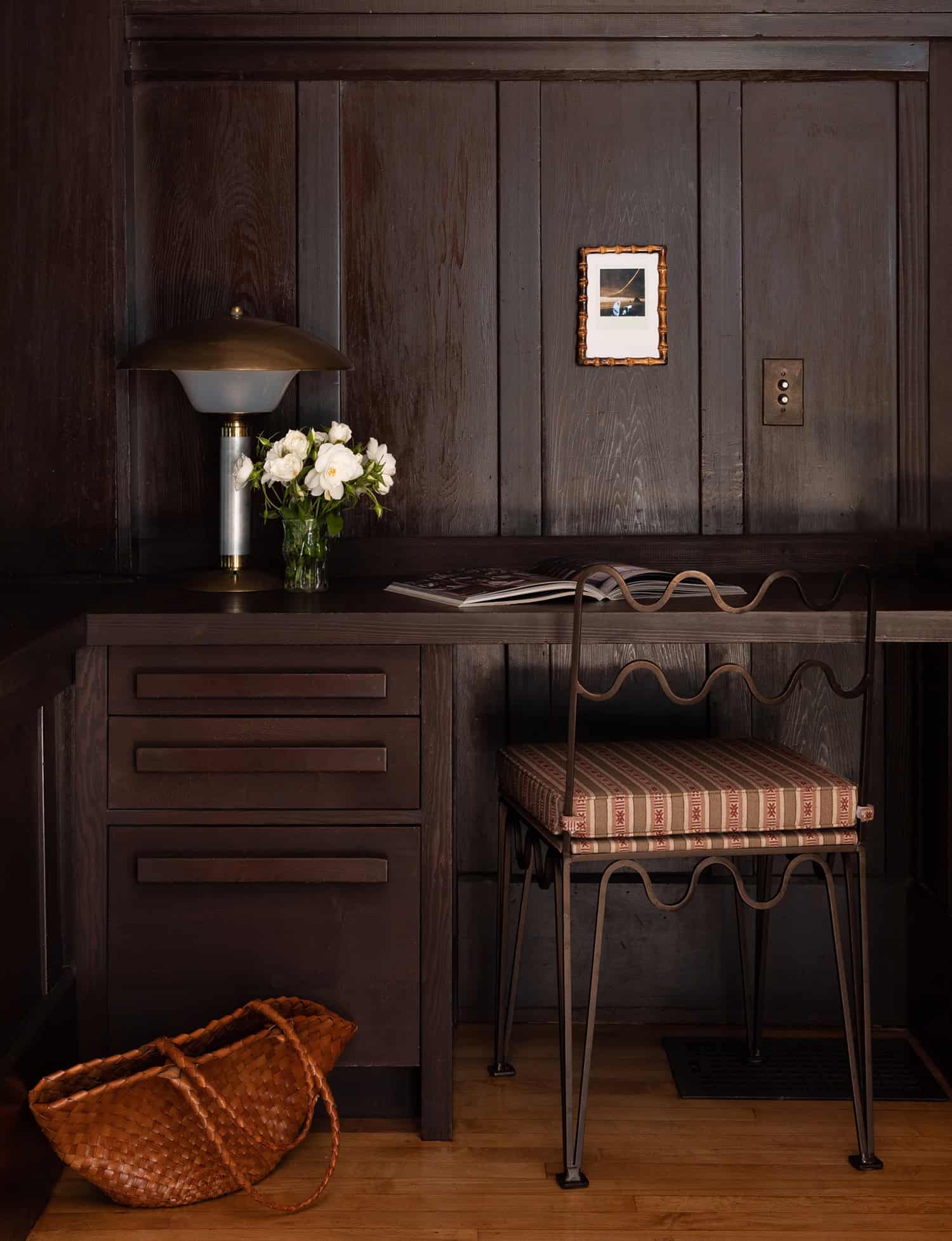 eclectic built-in desk