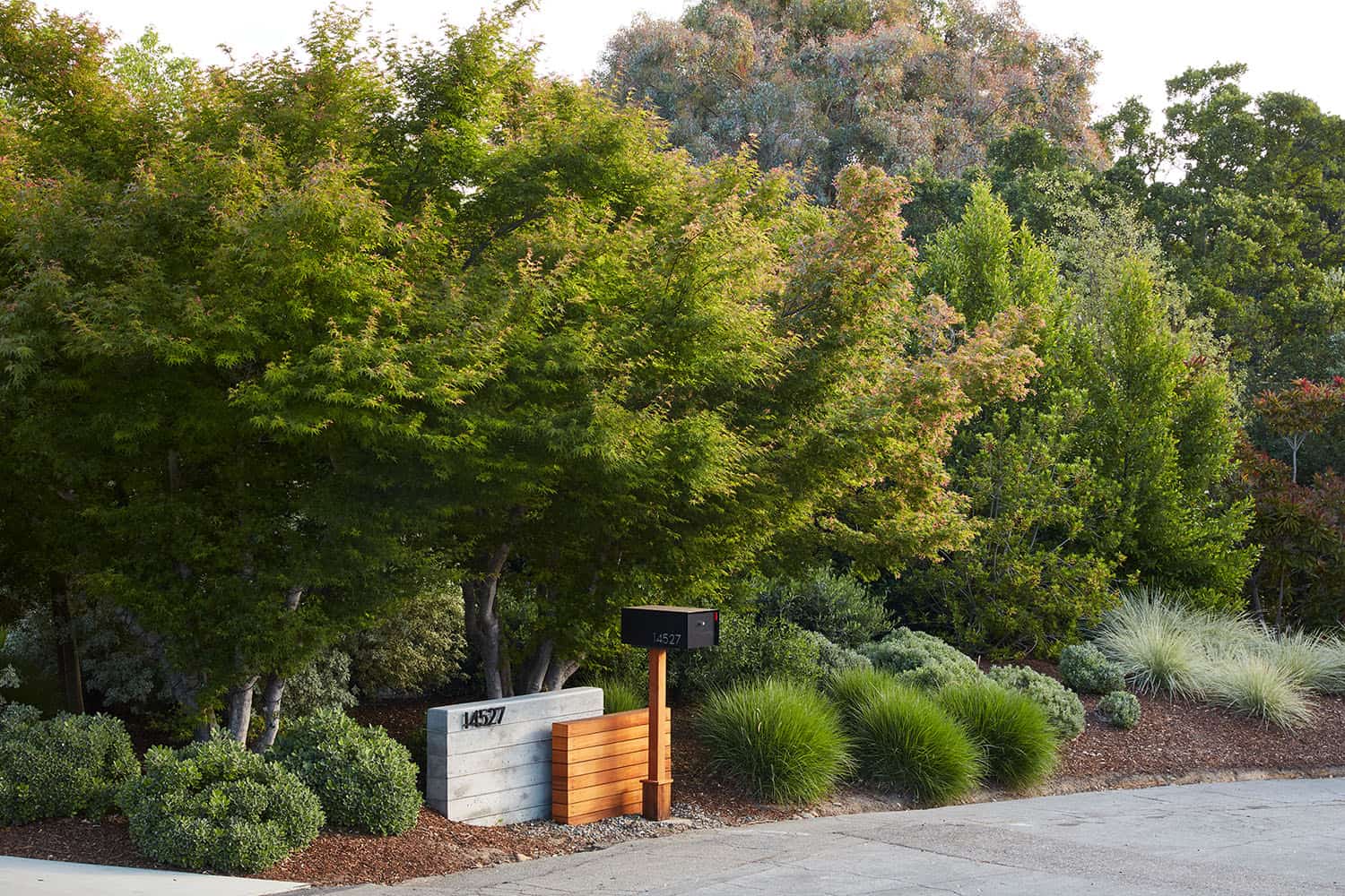 mid-century modern home exterior from the road