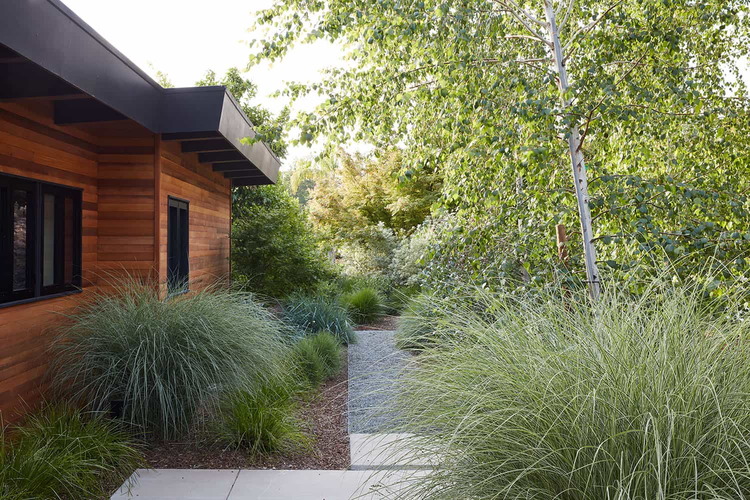 mid-century modern home exterior landscape