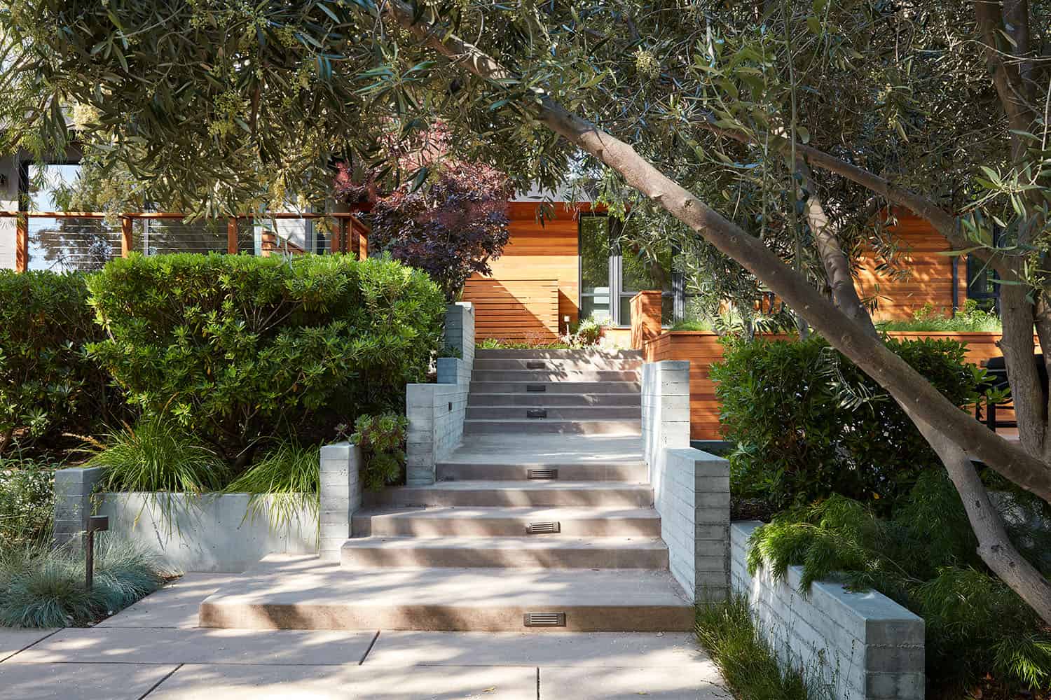 mid-century modern home exterior landscape