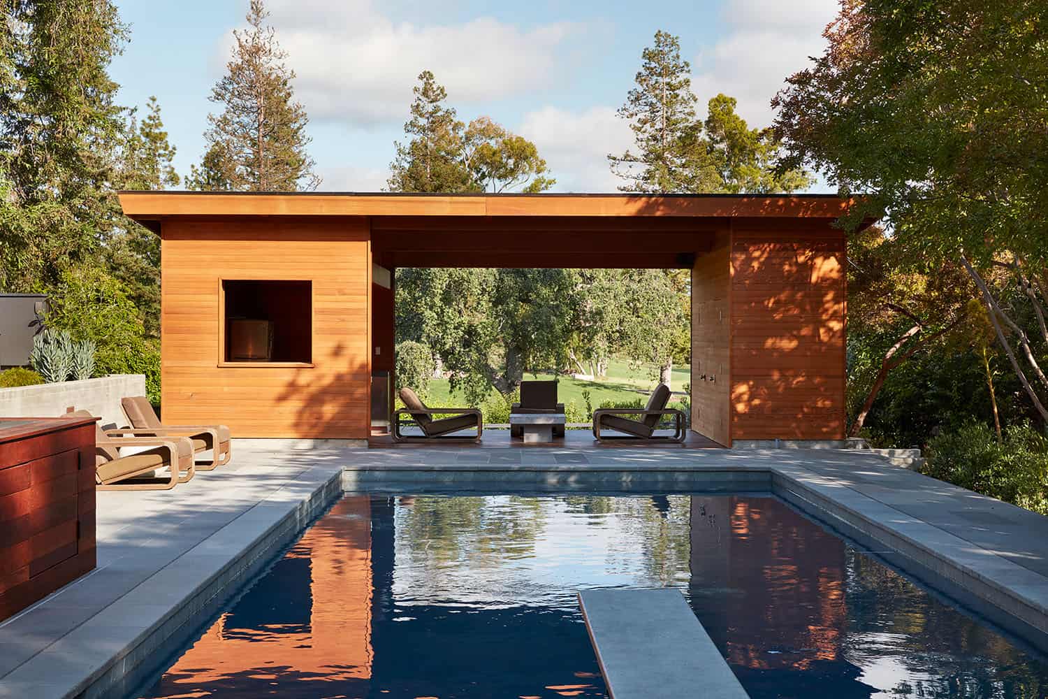 modern pool and pool house