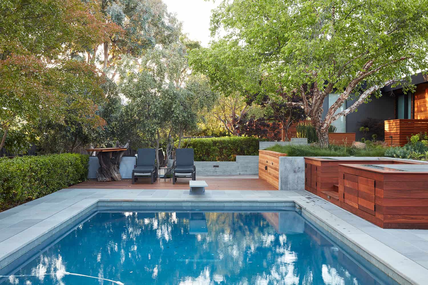 modern pool and pool house