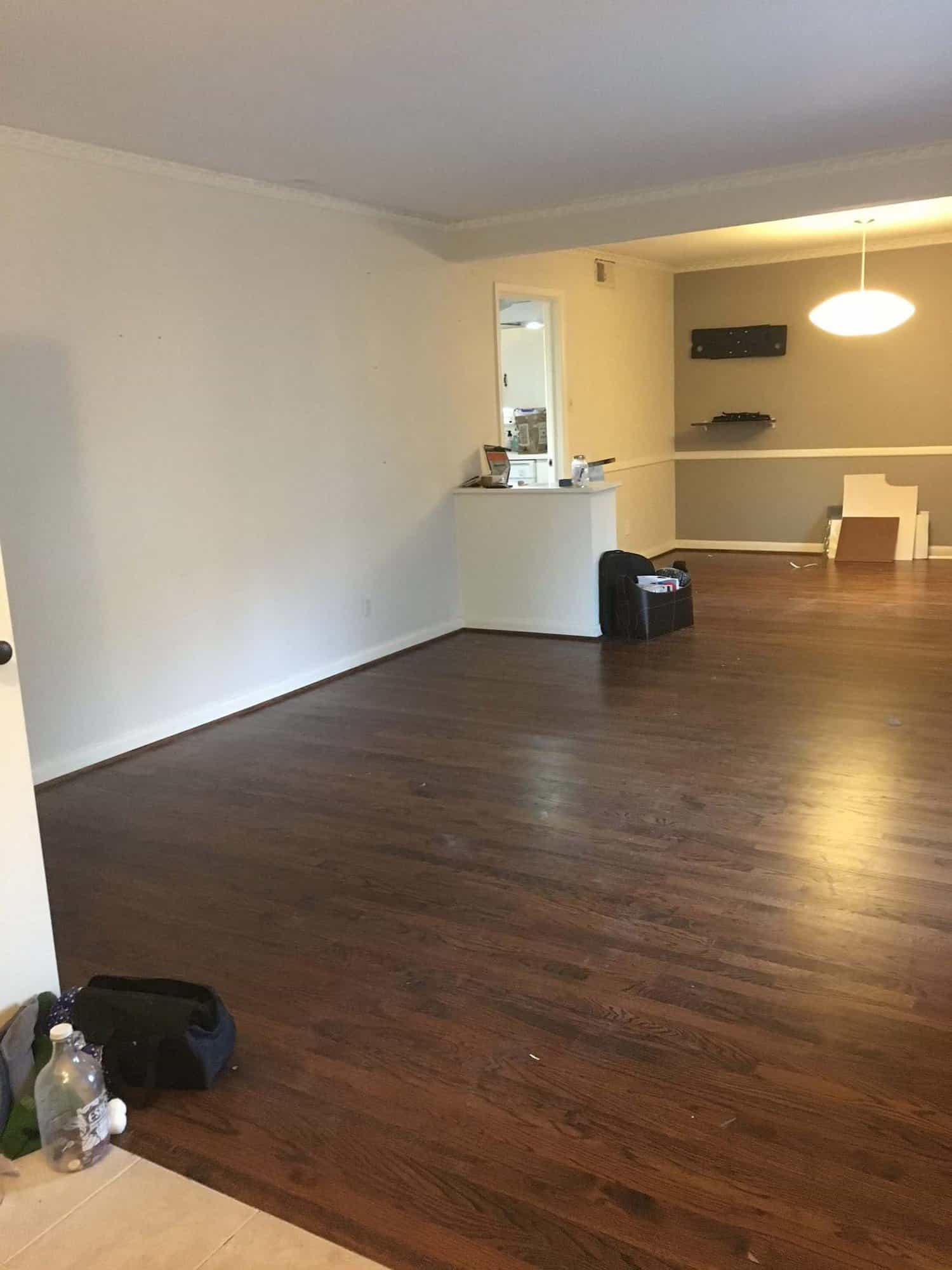 midcentury modern living and dining room before the renovation