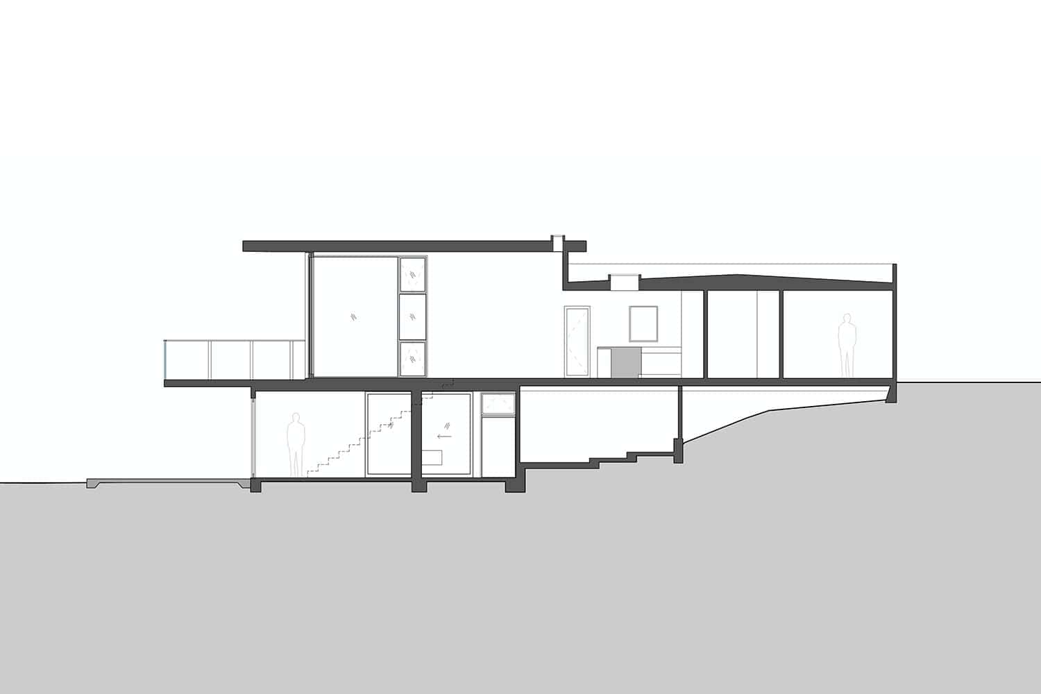 modern European style home section plan