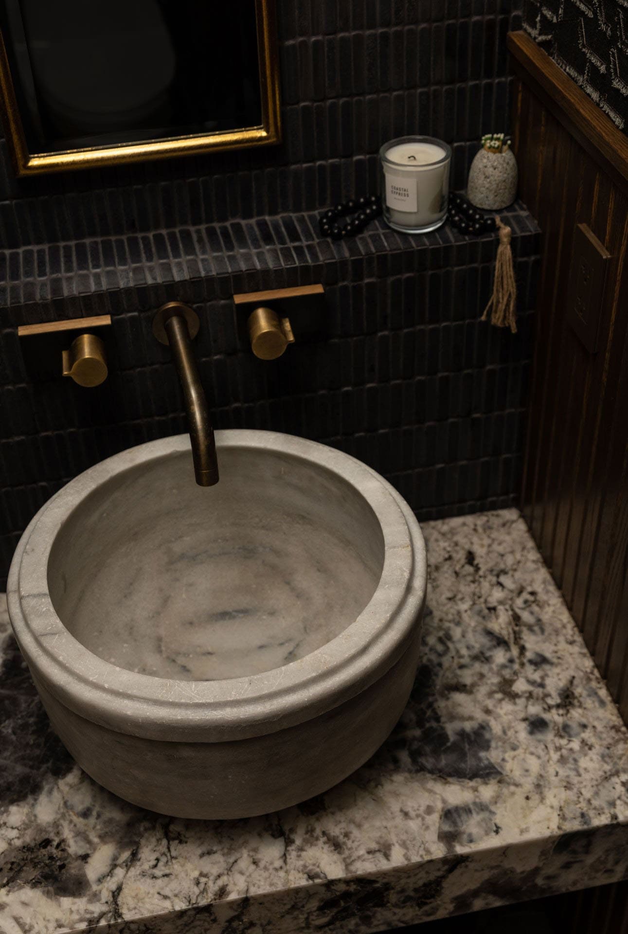transitional style powder room