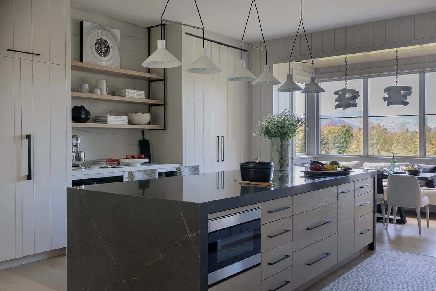 modern kitchen with a large island