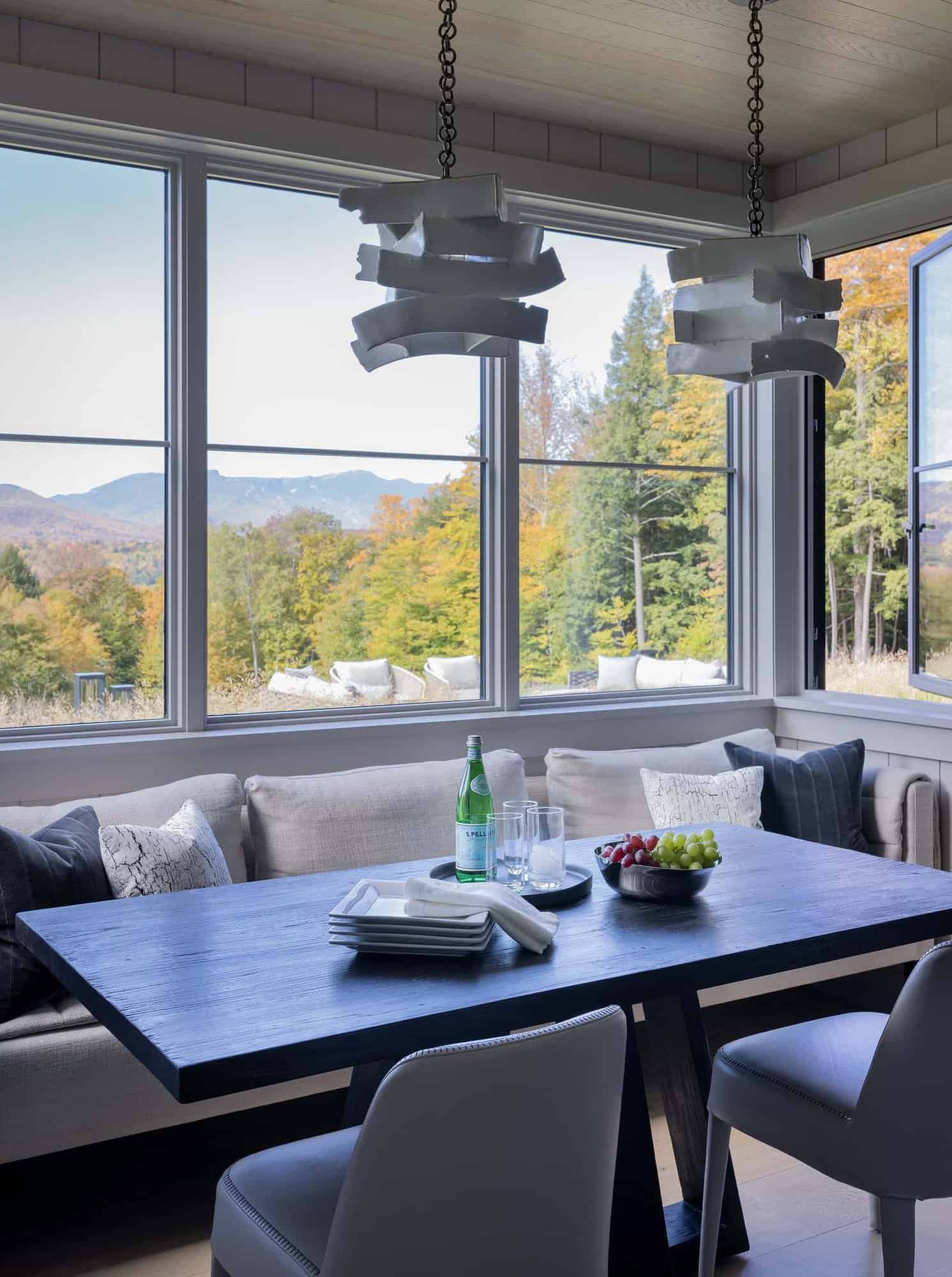 modern kitchen breakfast nook with a large window view