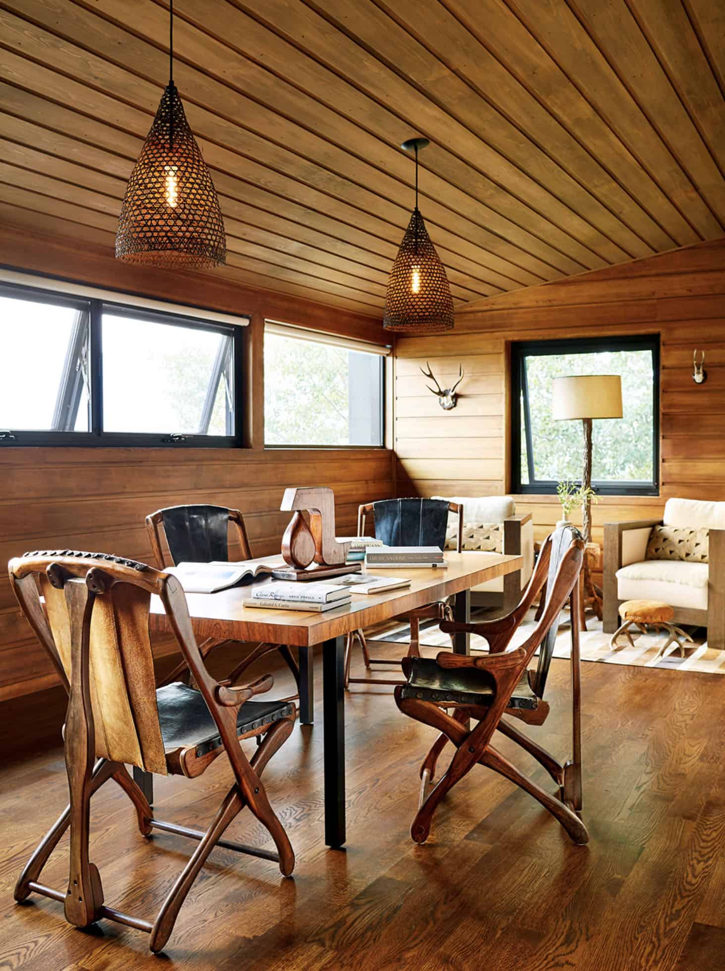 rustic modern loft library 