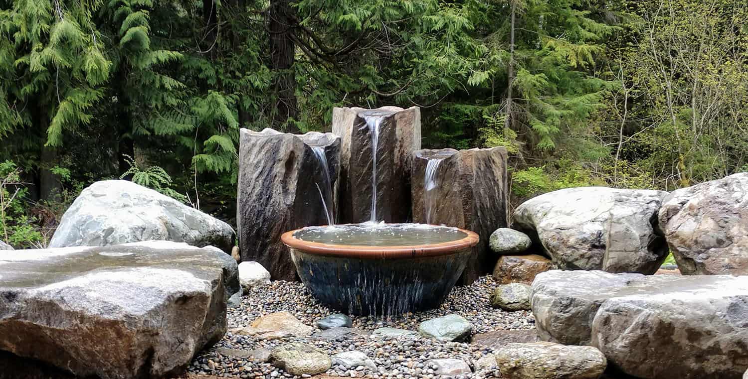 sculptural rock water feature