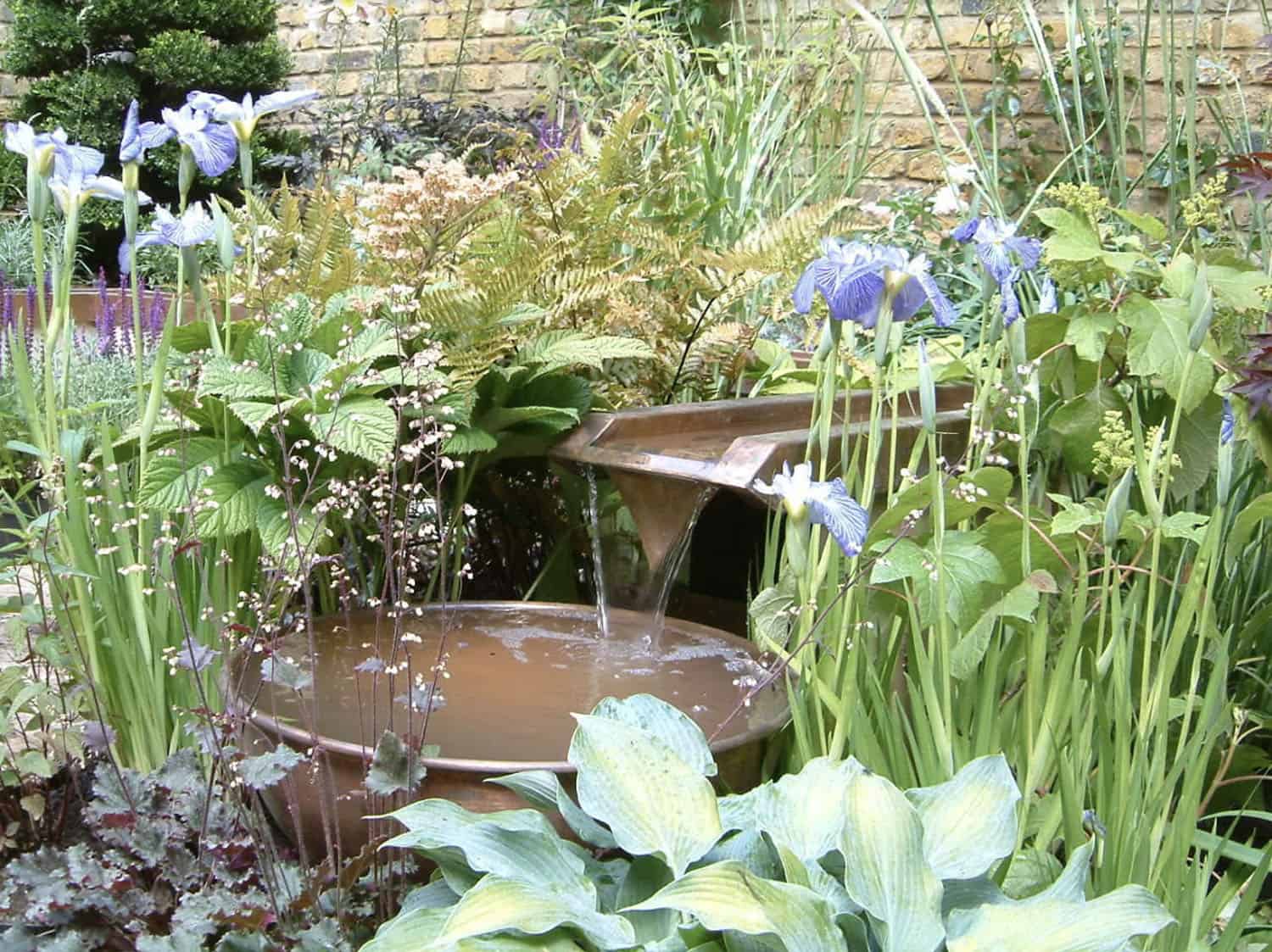 copper rill and bowl water feature