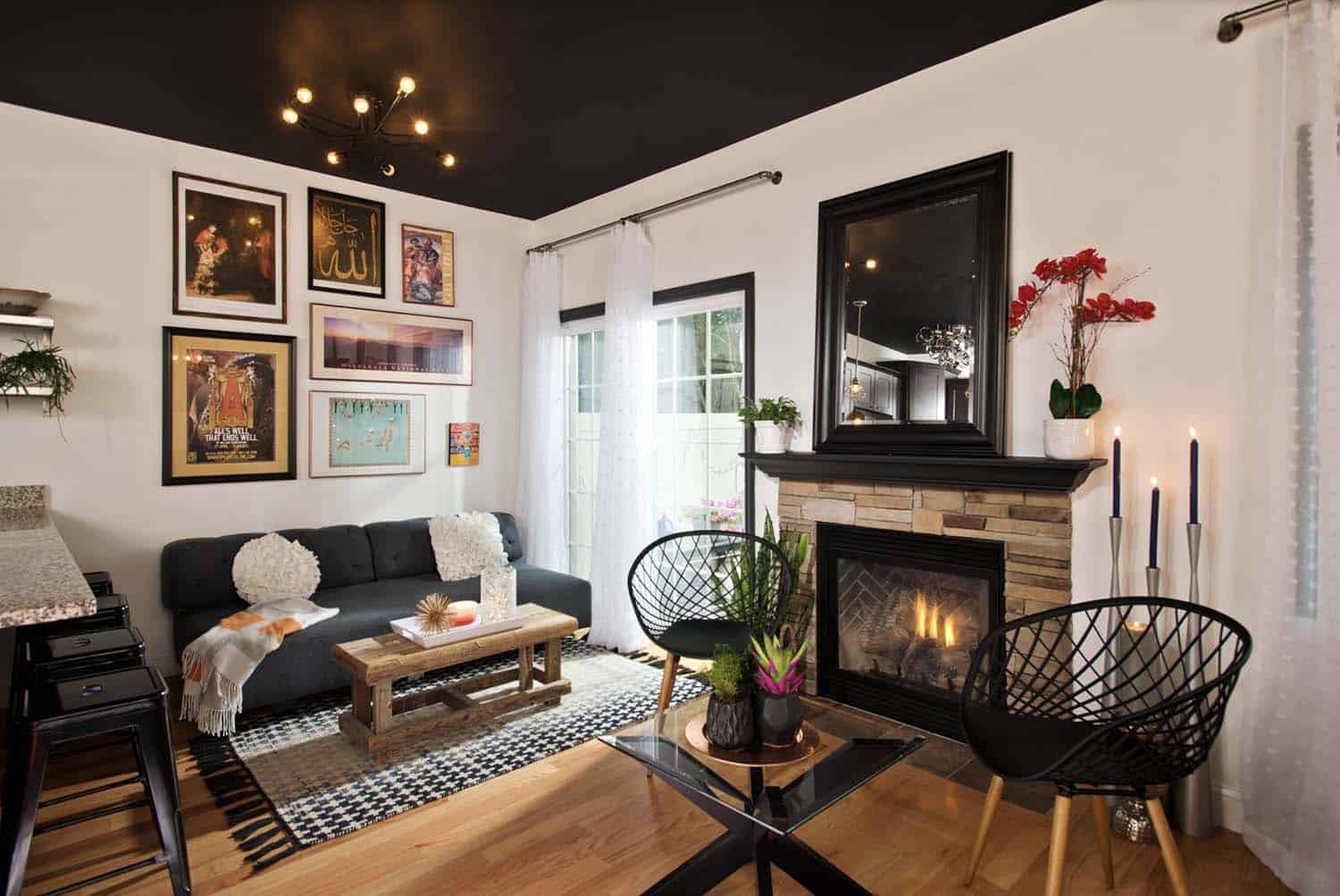 modern industrial townhouse living room