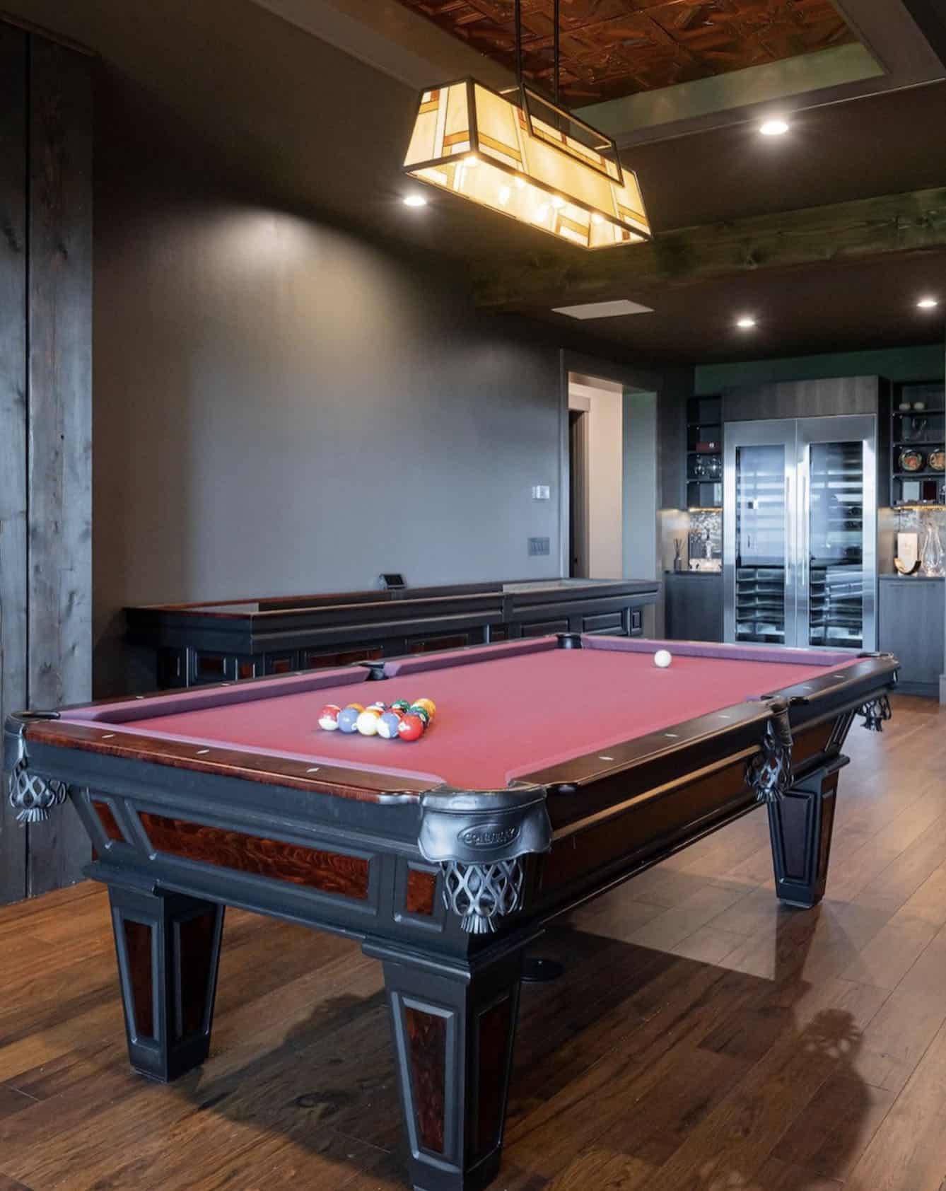 mid-century-modern-lower-level-family-room-with-a-pool-table