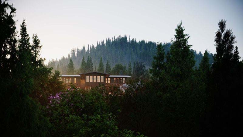 modern hilltop home exterior