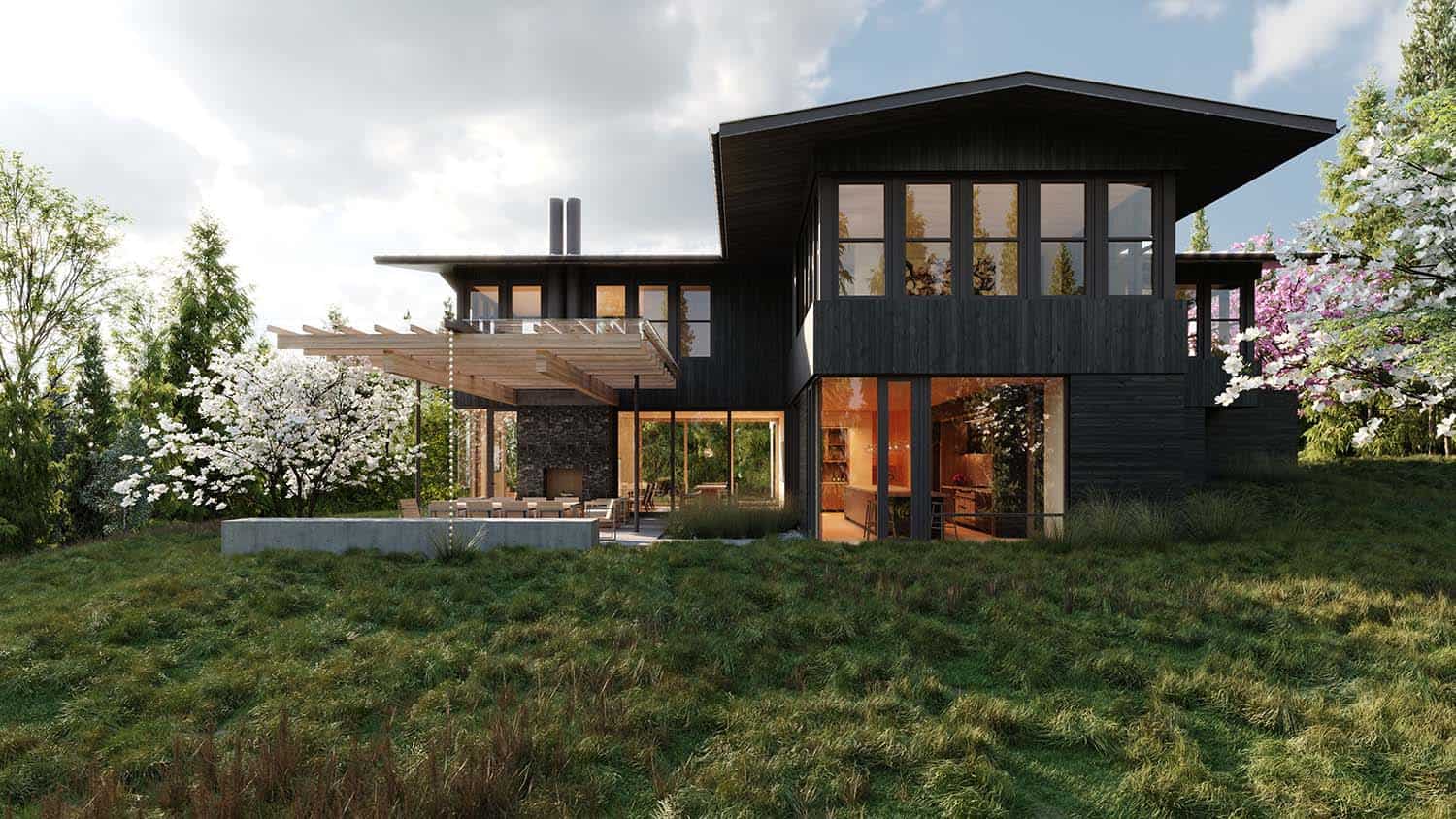 modern hilltop home exterior
