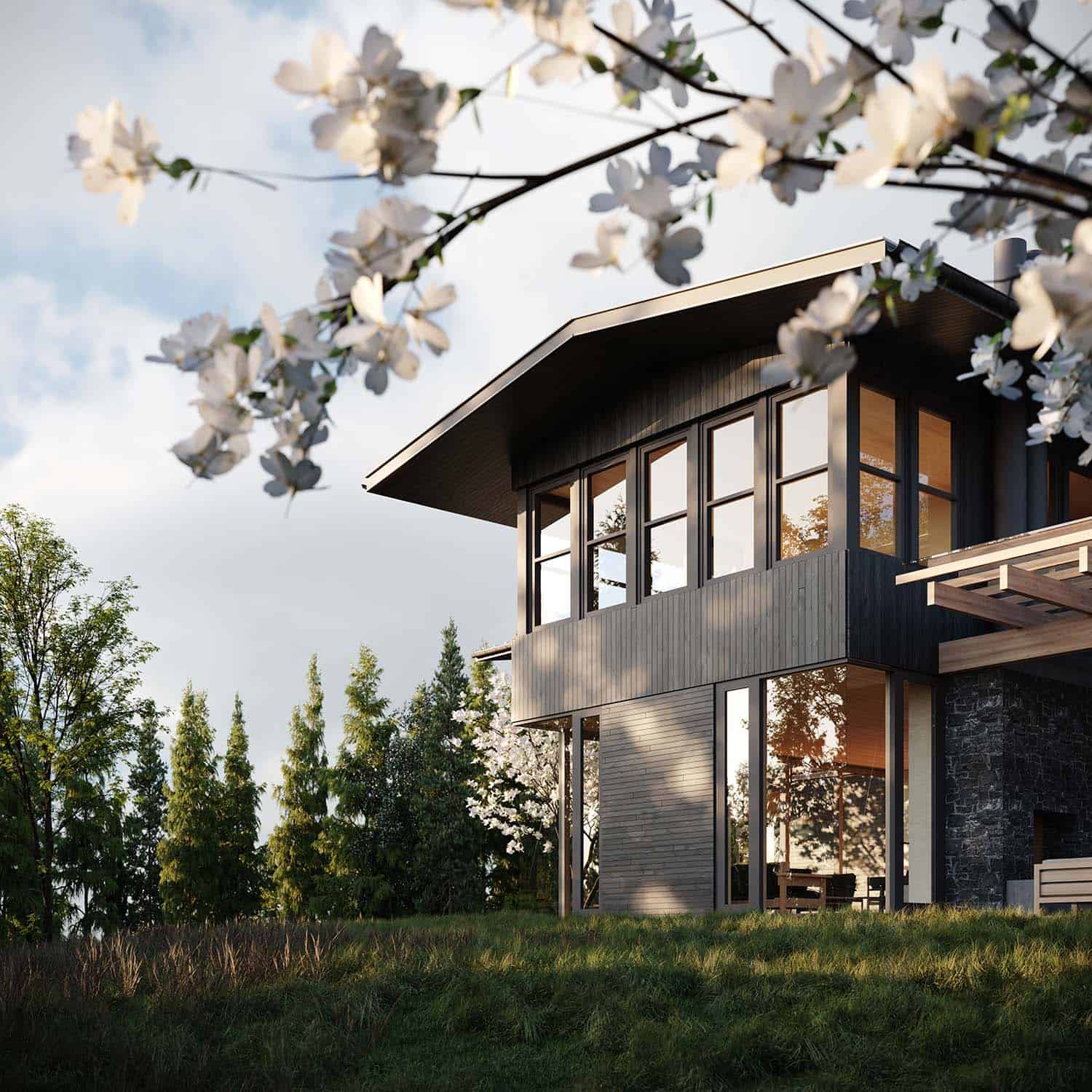 modern hilltop home exterior