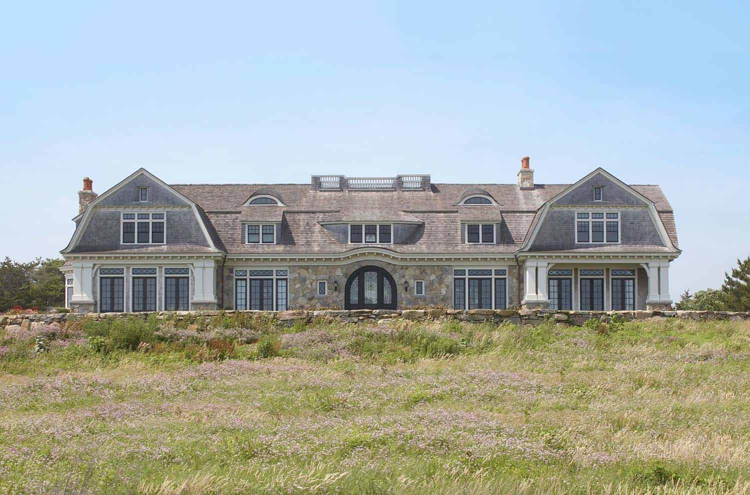 gambrel roof oceanfront home exterior