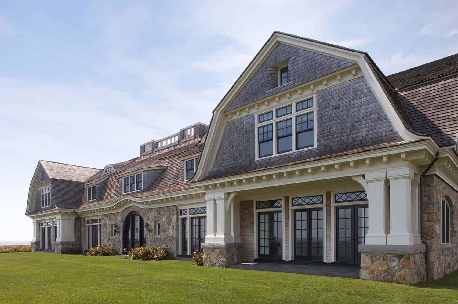 gambrel roof oceanfront home exterior