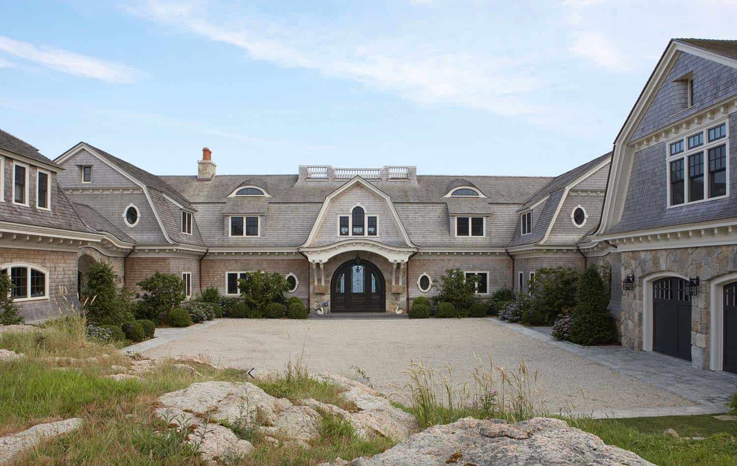 gambrel roof oceanfront home exterior