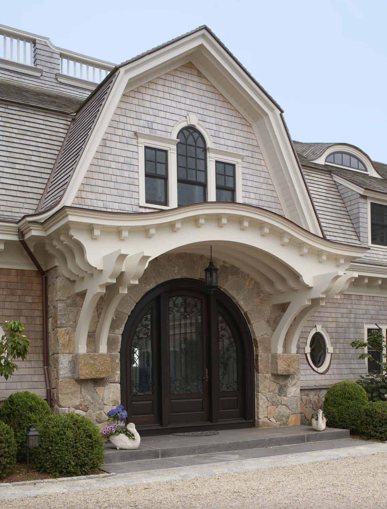 gambrel roof oceanfront home exterior