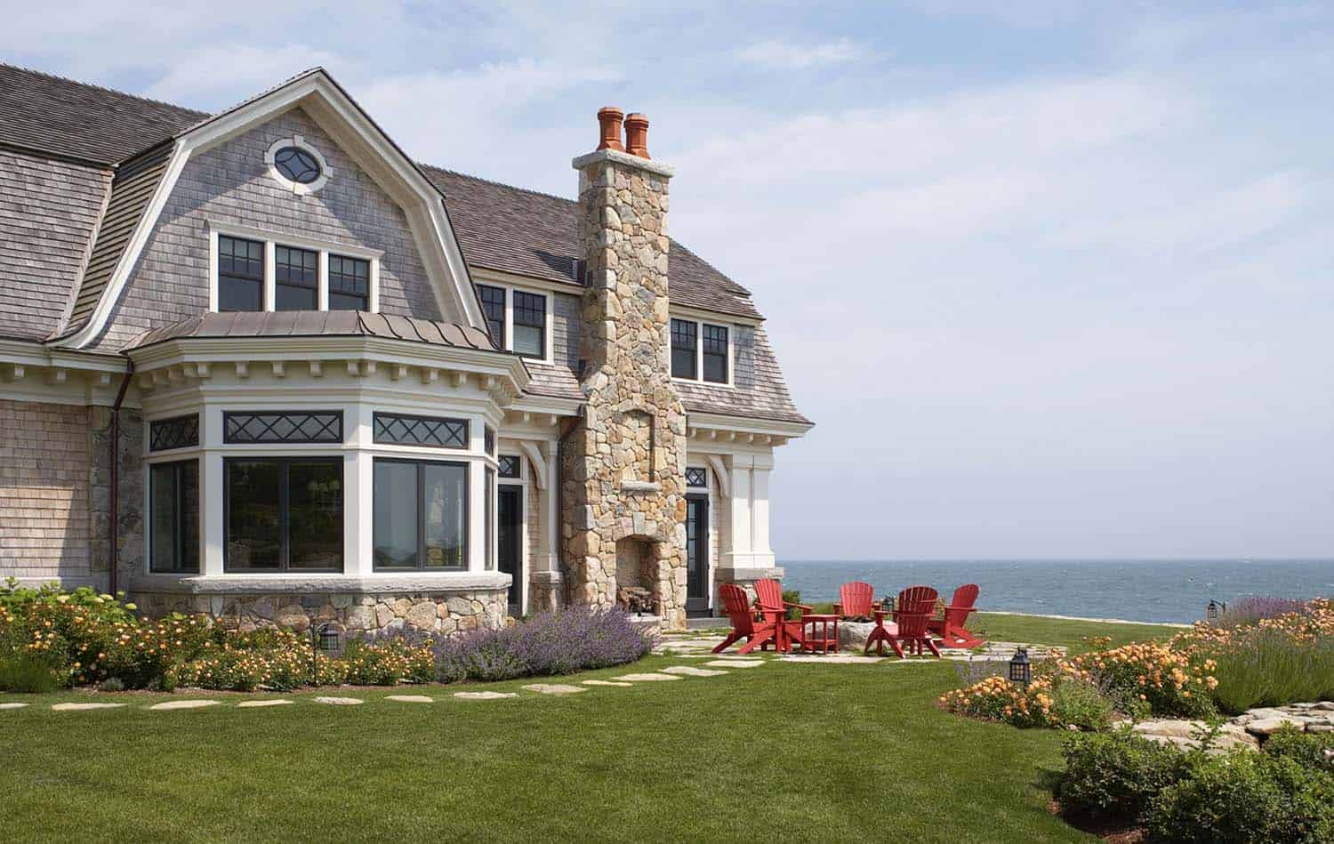 gambrel roof oceanfront home exterior