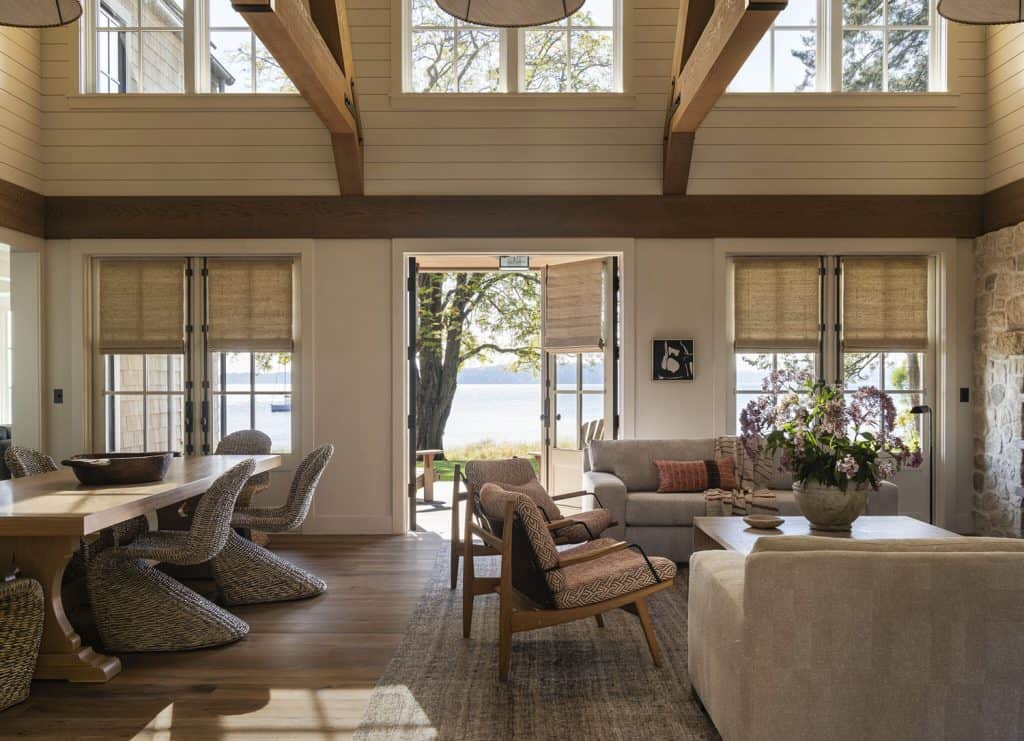 This calming waterfront retreat nestles into the forest of Bainbridge ...