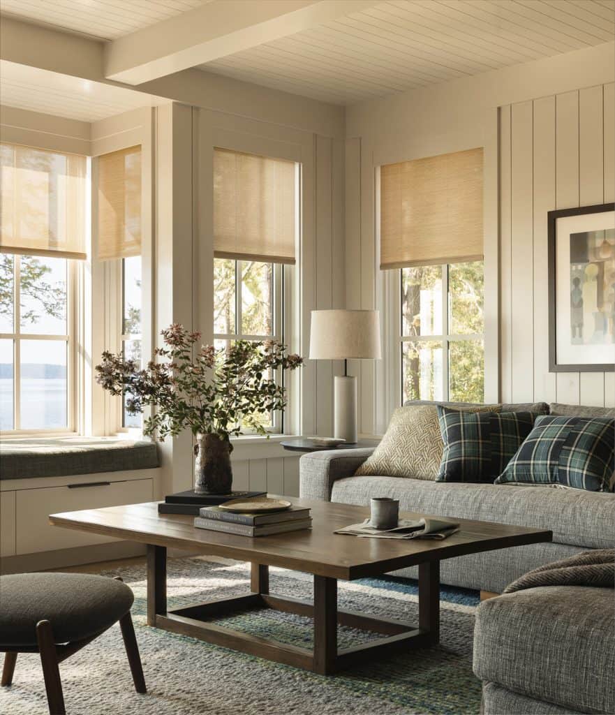 This calming waterfront retreat nestles into the forest of Bainbridge ...