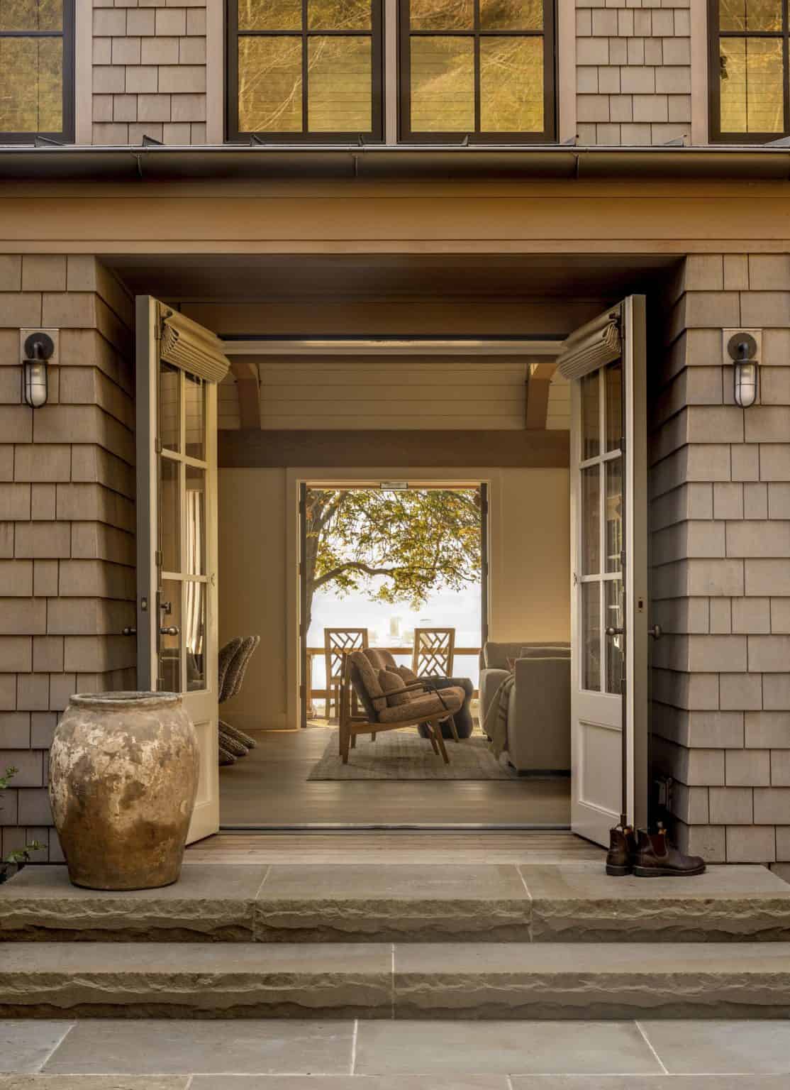 This calming waterfront retreat nestles into the forest of Bainbridge ...