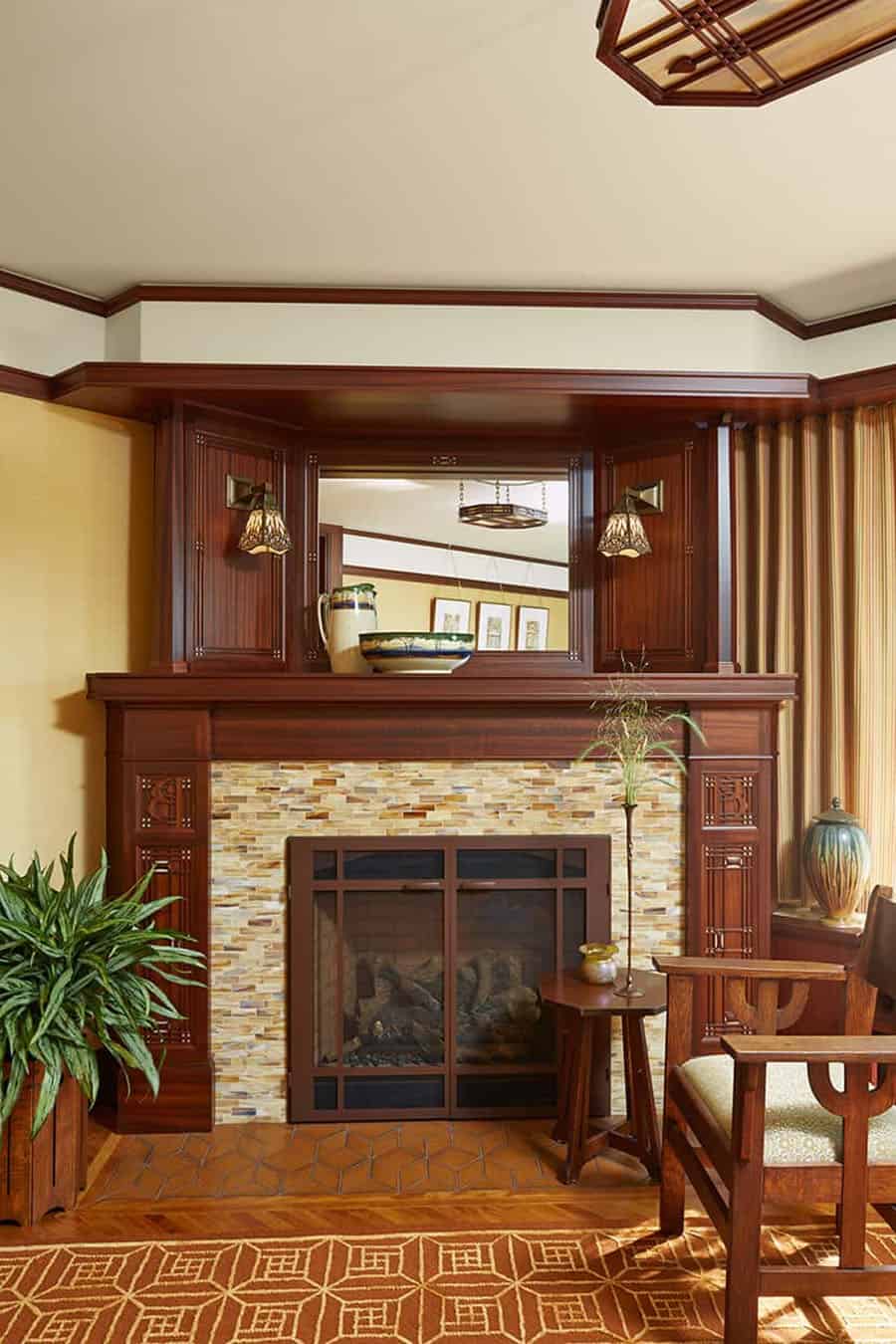 craftsman-style-bedroom-with-a-fireplace