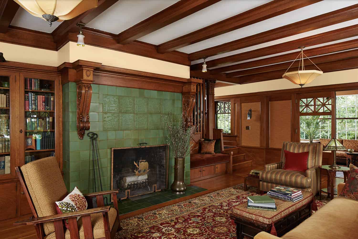 craftsman-style-living-room-with-a-fireplace