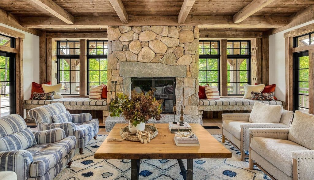 Rustic timber frame house offers an inviting getaway in the Vermont ...