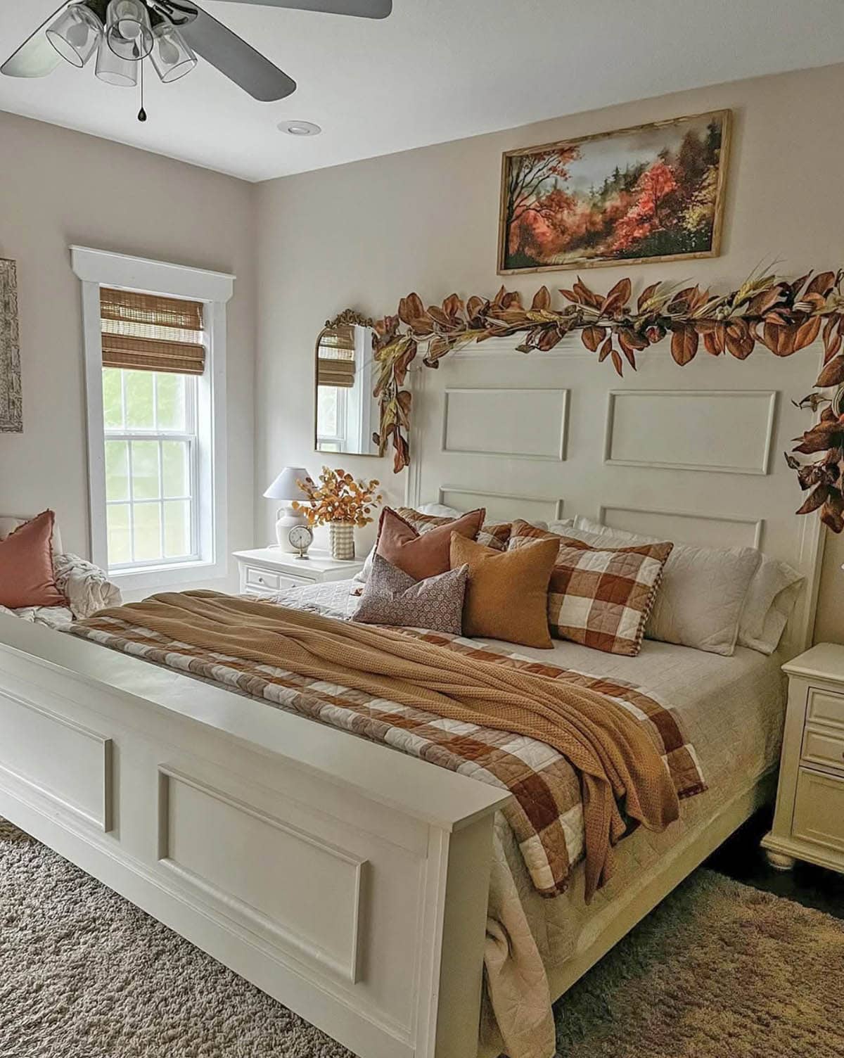 farmhouse-style-bedroom-with-fall-decorations