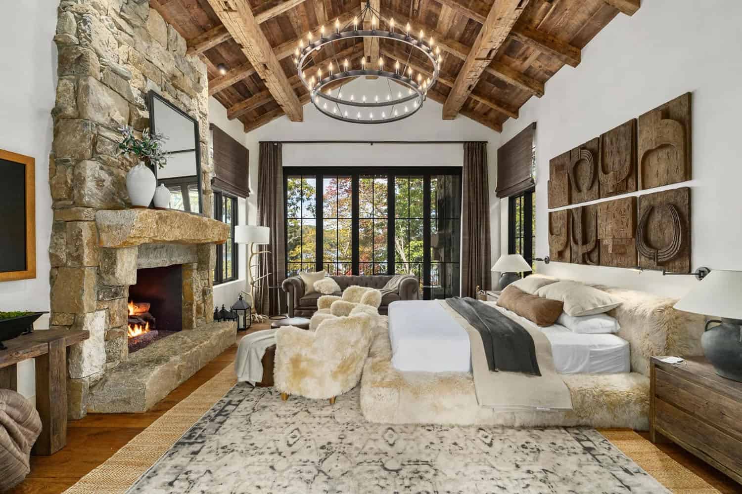 rustic-modern-bedroom-with-a-fireplace