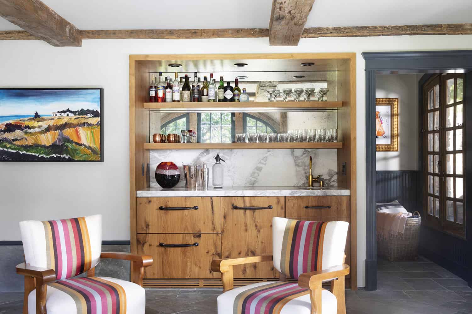 contemporary-family-room-with-a-wet-bar