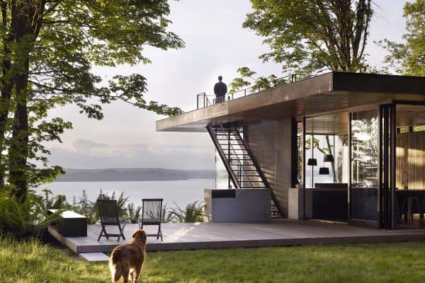 featured posts image for This impressive weathered cedar and glass refuge overlooks the Puget Sound