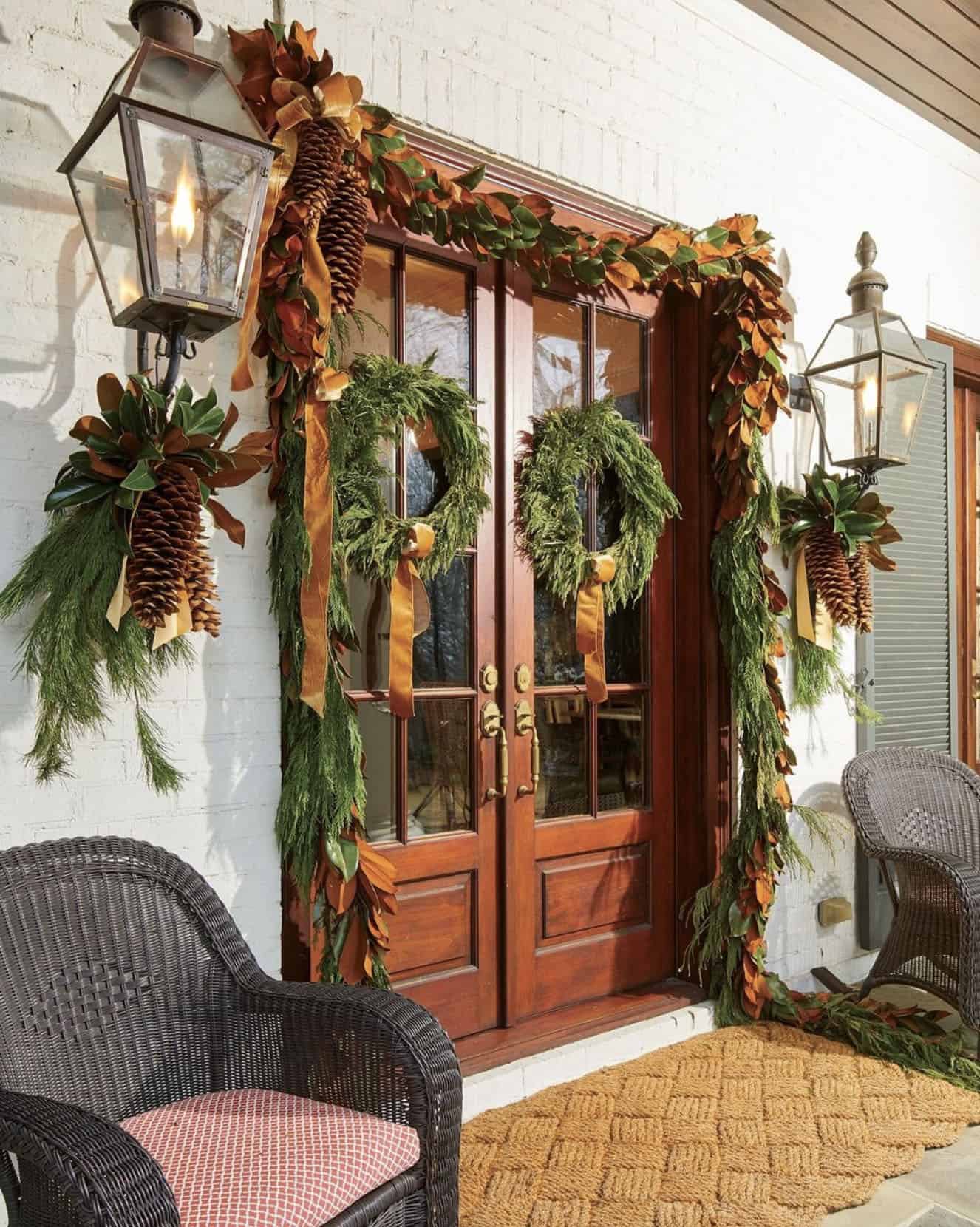 front-porch-decorated-with-christmas-garland-and-wreaths