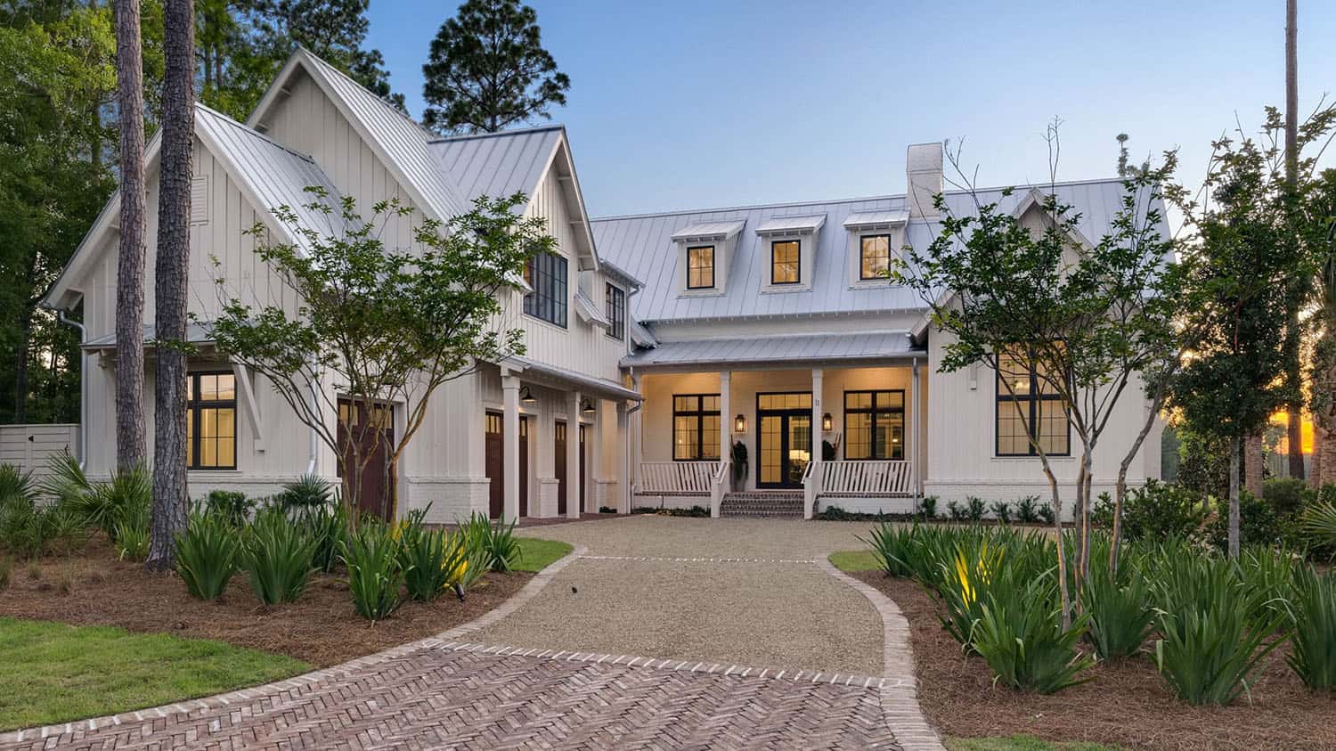 coastal-style-home-exterior-at-dusk