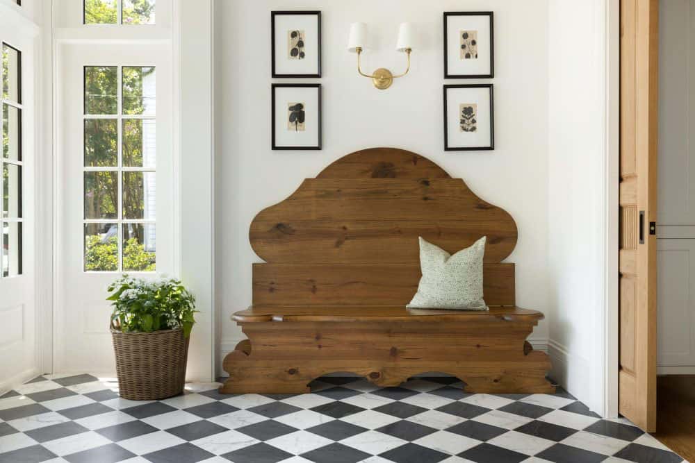 transitional-style-foyer-with-a-bench