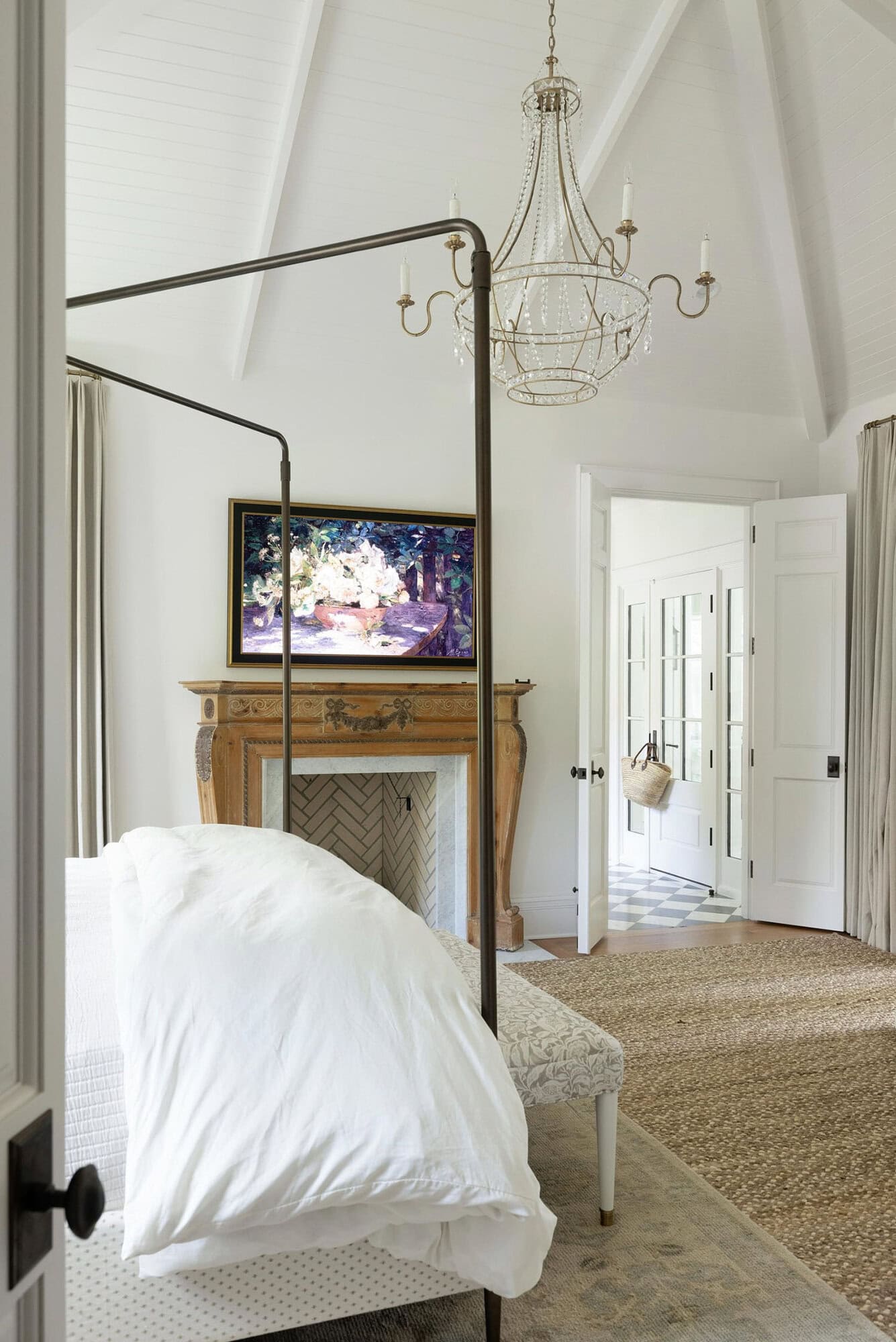 transitional-style-bedroom-with-a-fireplace