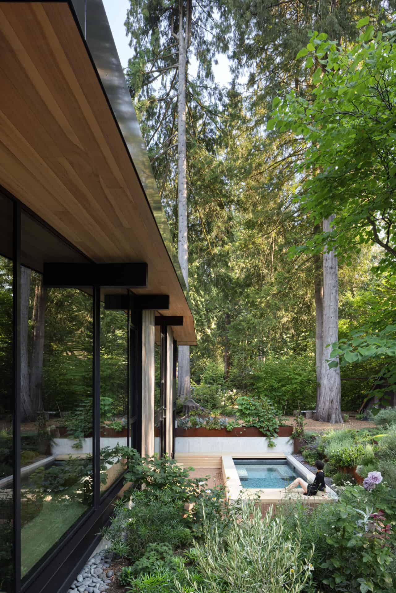 mid-century-modern-house-exterior-with-a-lap-pool