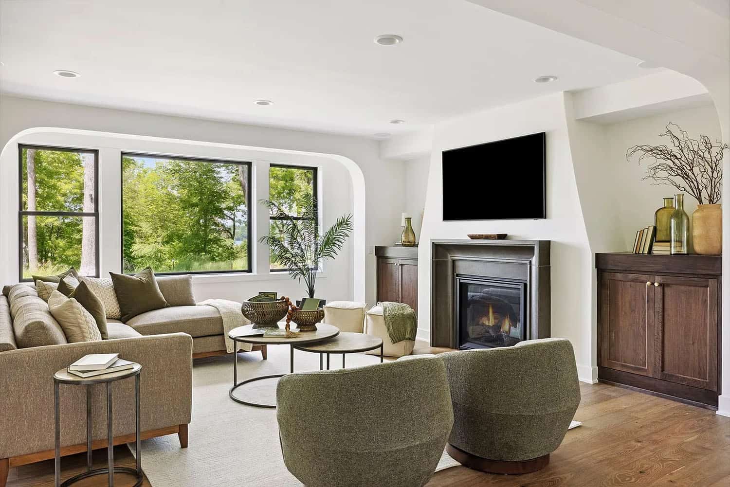 contemporary-family-room-with-a-fireplace