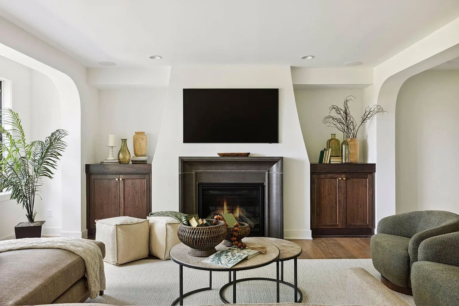 contemporary-family-room-with-a-fireplace