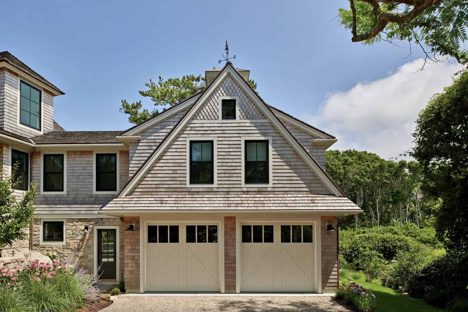 shingle-style-waterfront-house-exterior-with-a-garage
