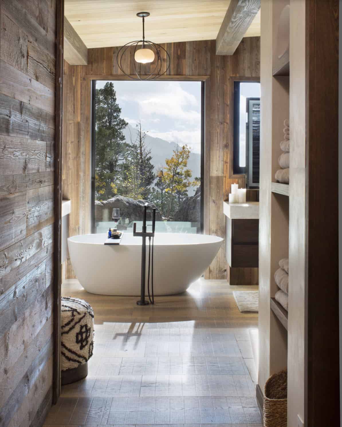 contemporary bathroom with a freestanding tub