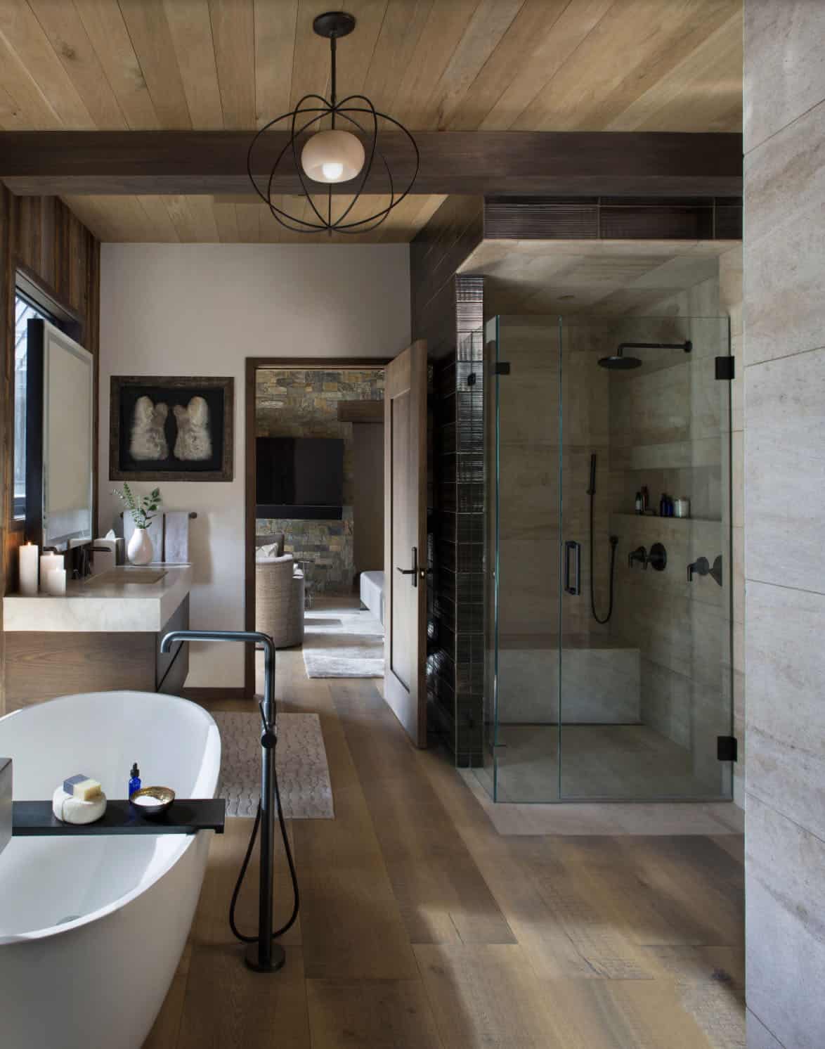 contemporary bathroom with a freestanding tub