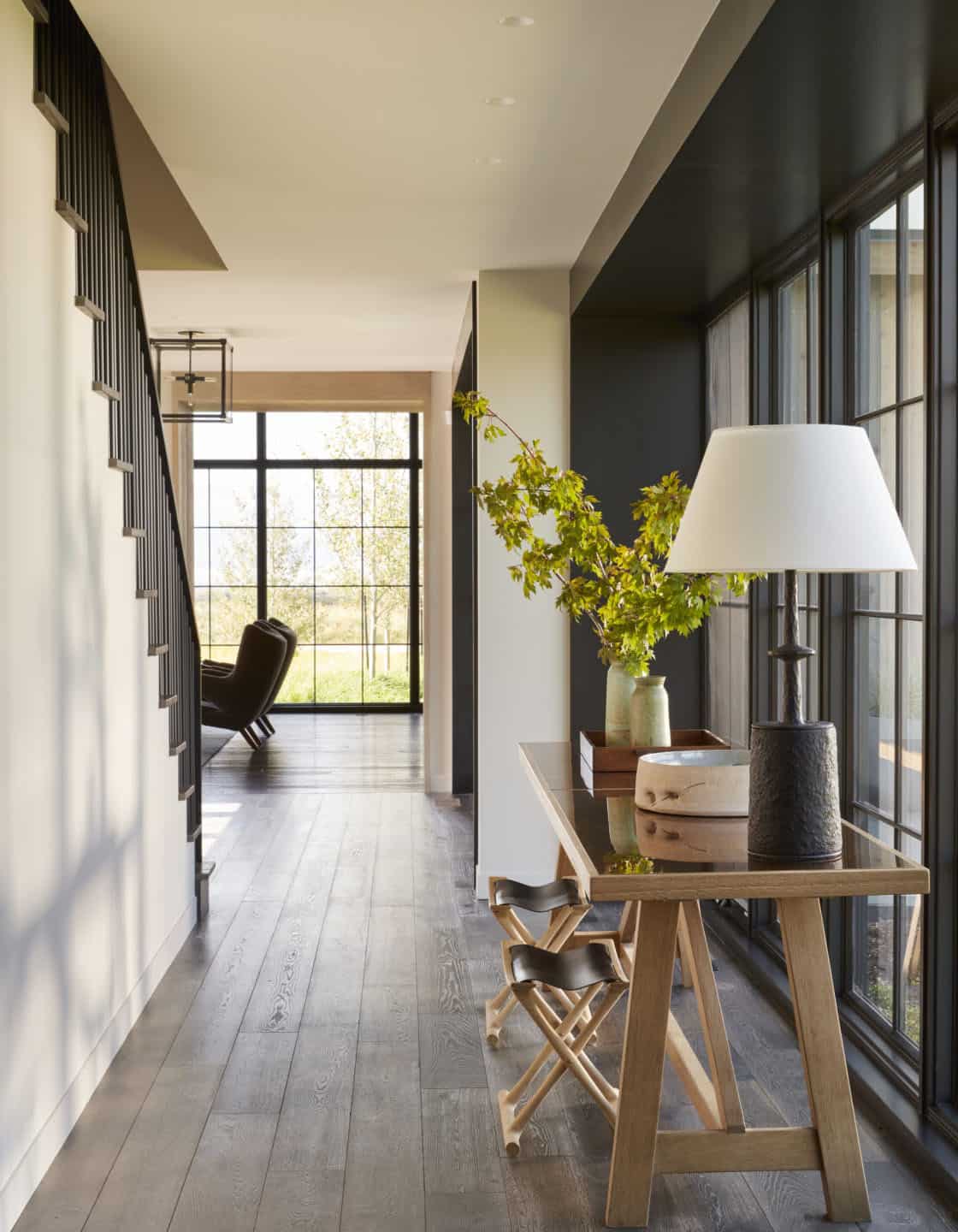 modern hallway with a console table