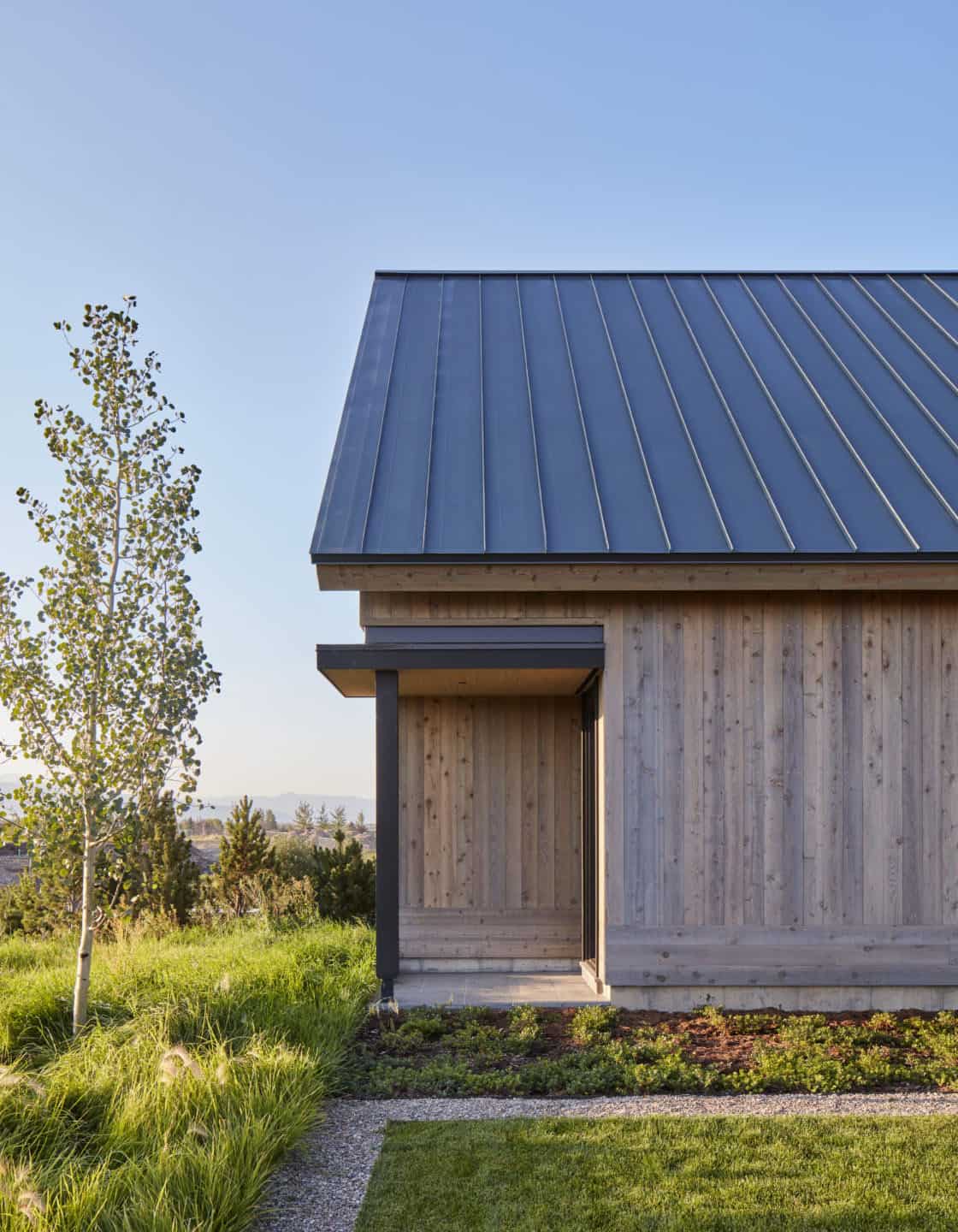 modern mountain home exterior entry