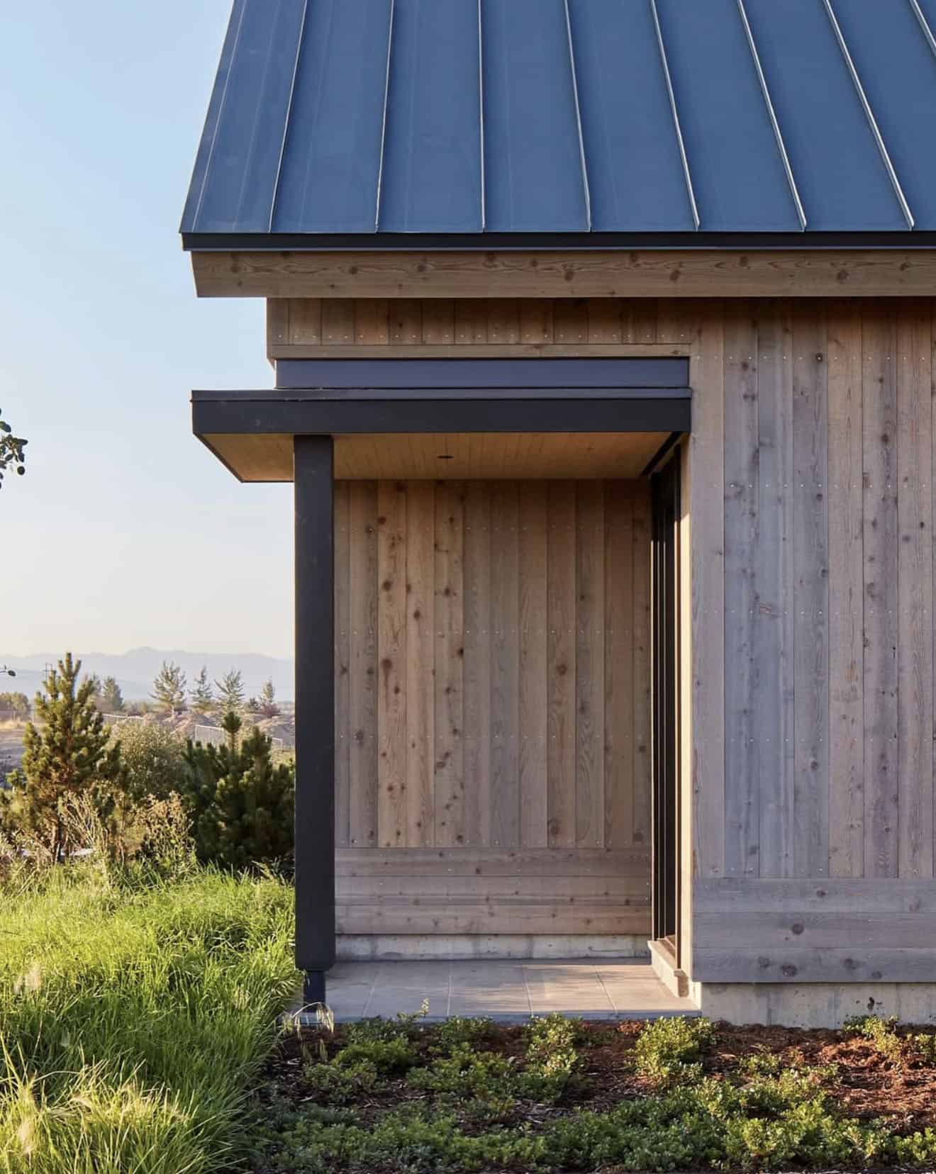 modern mountain home exterior entry