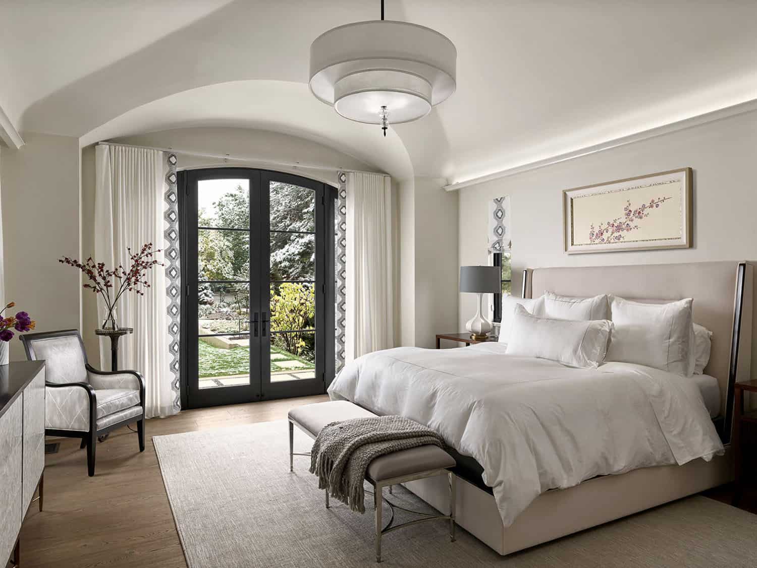 contemporary mountain home bedroom with french doors